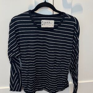 Frank & Eileen Black and White Striped Long Sleeve Tee
